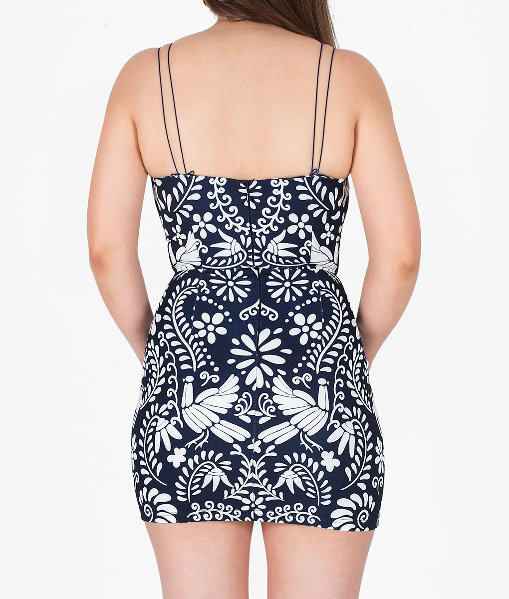 Mexicanita Bodycon Dress- Navy - Image 3