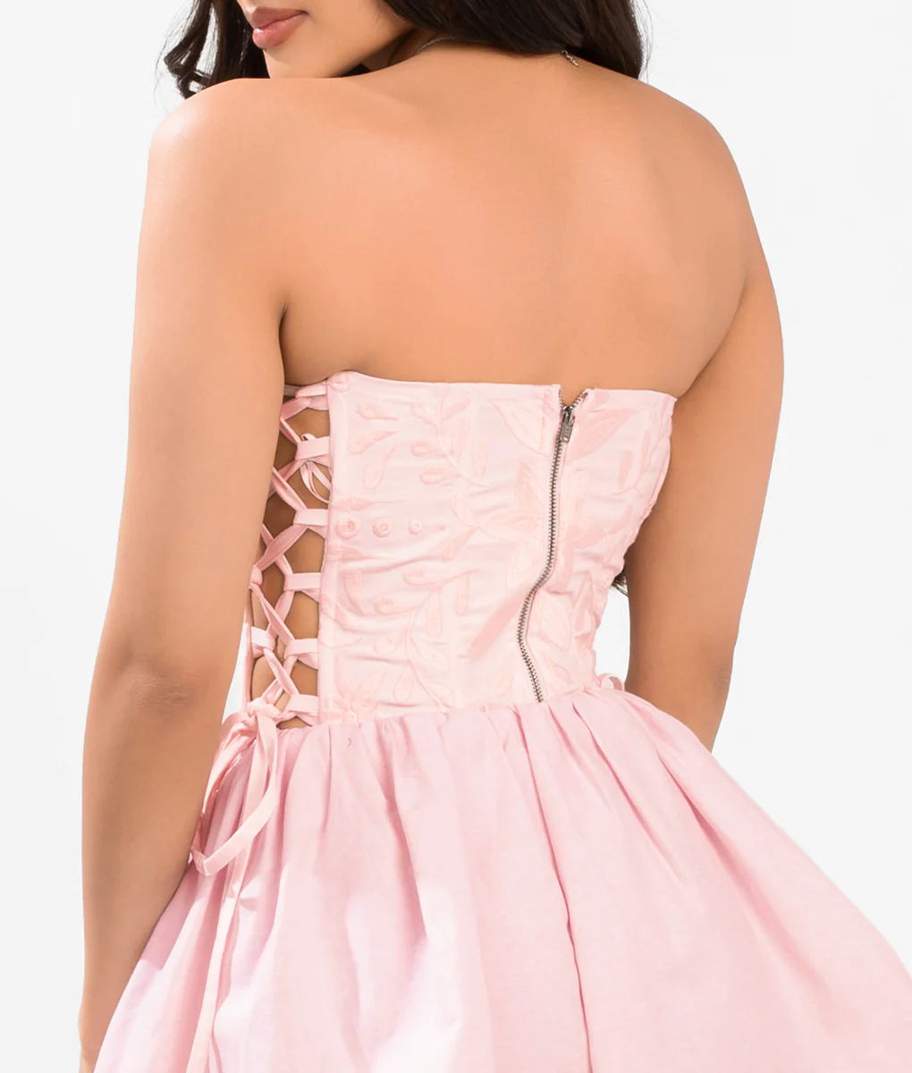 Sol Embroidered Corset Top- Pink - Image 3