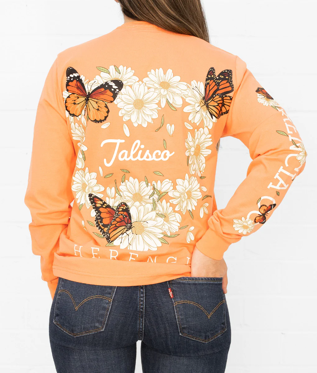 State Butterfly & Daisies Long Sleeve Pocket Tee - Image 13